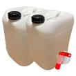 Lot de 2 Bidons Plastique 20 L litres avec Bouchon et Robinet Verseur - Résistant pour Liquides Alimentaires et Chimiques Poigné
