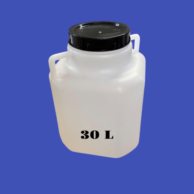 Bidon Plastique 30 litres avec Large Ouverture (Ø22 cm) – Stockage Eau Potable, Huiles et Liquides Alimentaires – Poignée Ergono