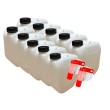 Lot de 10 x Jerrican Bidon Plastique 5 L litres avec Bouchon Étanche et 2 Robinets Verseurs– Idéal pour Liquides Alimentaires et