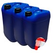 Lot de 3 Bidons Plastique Bleu 25 L litres avec Bouchon Hermétique DIN 61 et 1 Robinet Verseur – PEHD Résistant pour Liquides Al