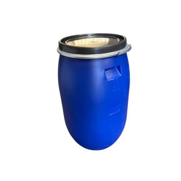 Fut plastique 120 Litres avec Couvercle Hermétique et Poignées - Bidon Ouverture Totale, Conteneur de Stockage Solide pour Liqui