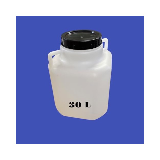 Bidon Plastique 30 litres avec Large Ouverture (Ø22 cm) – Stockage Eau Potable, Huiles et Liquides Alimentaires – Poignée Ergono