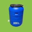 FUT Plastique 200 litres avec Couvercle à Visser et Robinet – Stockage Eau, Aliments, Huiles, Solides – Baril Alimentaire Grande