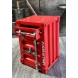 Meuble en métal 1 porte & 1 tiroir couleur rouge - design container maritime - American style