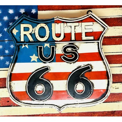Panneau Route 66. en acier. pour les amateurs de déco américaine. A découvrir sur American Style