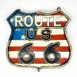 Panneau de l'emblématique route 66. Panneau en acier aux couleurs des USA. Fait main.